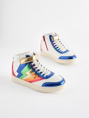 Little Bird by Jools Oliver Multi Metallic Rainbow Hi-Top Trainers - Image 2 of 5