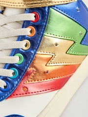 Little Bird by Jools Oliver Multi Metallic Rainbow Hi-Top Trainers - Image 3 of 5