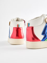 Little Bird by Jools Oliver Multi Metallic Rainbow Hi-Top Trainers - Image 4 of 5