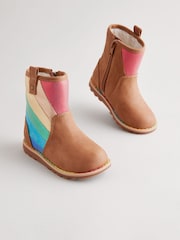 Little Bird by Jools Oliver Tan Brown Younger Buckled Biker Boots - Image 1 of 6