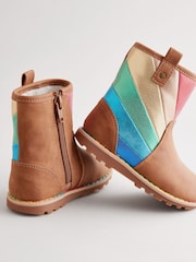 Little Bird by Jools Oliver Tan Brown Younger Buckled Biker Boots - Image 3 of 6