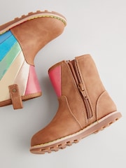 Little Bird by Jools Oliver Tan Brown Younger Buckled Biker Boots - Image 4 of 6
