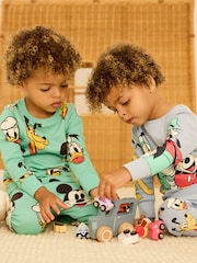 Blue/Green Disney Mickey Mouse Snuggle Pyjamas 2 Pack (9mths-10yrs) - Image 1 of 10