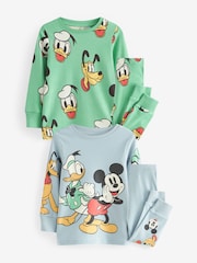 Blue/Green Disney Mickey Mouse Snuggle Pyjamas 2 Pack (9mths-10yrs) - Image 4 of 10