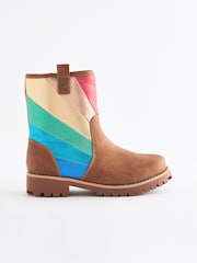 Little Bird by Jools Oliver Tan Brown Older Buckled Biker Boots - Image 2 of 5