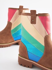 Little Bird by Jools Oliver Tan Brown Older Buckled Biker Boots - Image 3 of 5