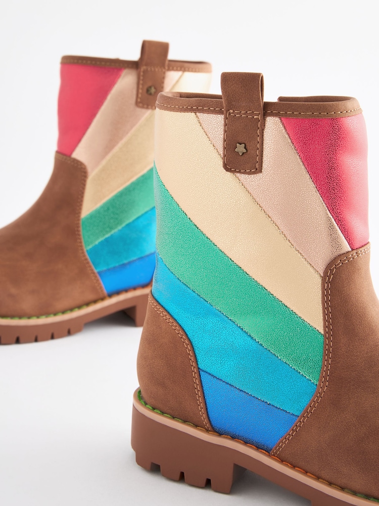 Little Bird by Jools Oliver Tan Brown Older Buckled Biker Boots - Image 3 of 5