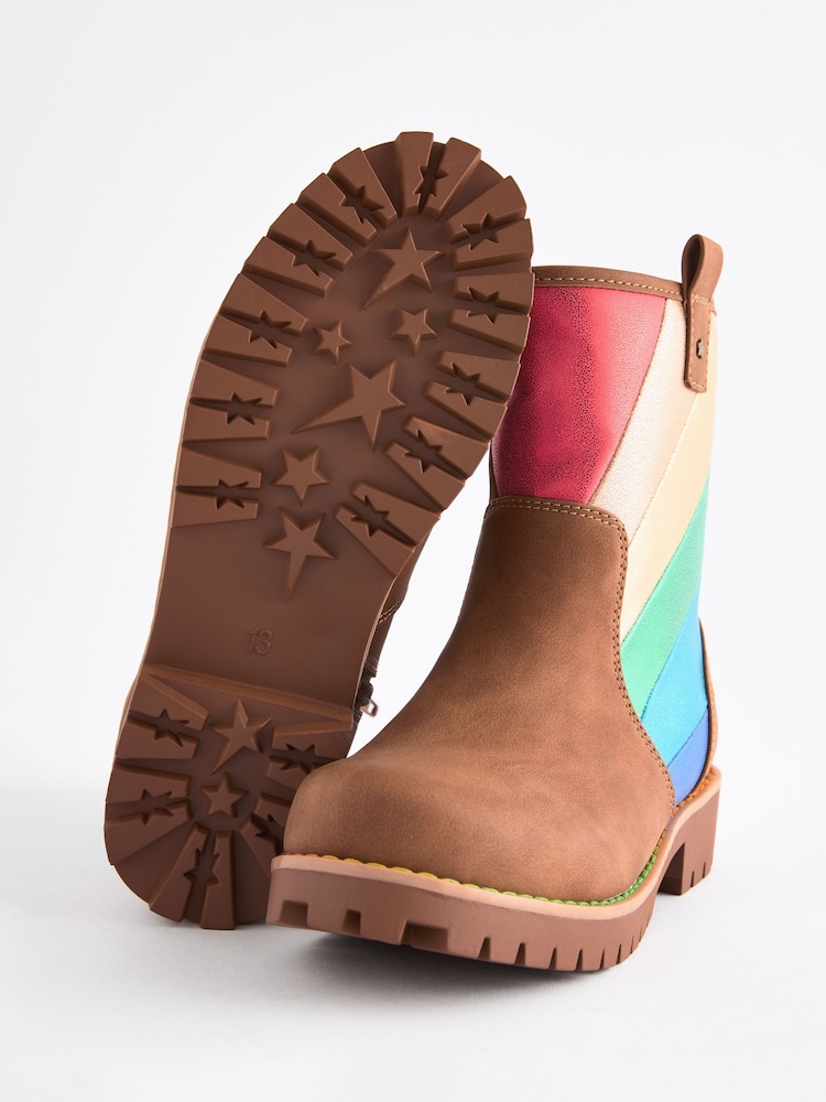 Little Bird by Jools Oliver Tan Brown Older Buckled Biker Boots - Image 4 of 5