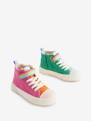 Little Bird by Jools Oliver Multi Pastel Corduroy Hi-Top Trainers - Image 1 of 6