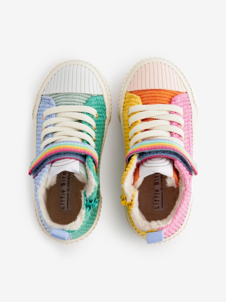 Little Bird by Jools Oliver Multi Pastel Corduroy Hi-Top Trainers - Image 2 of 6
