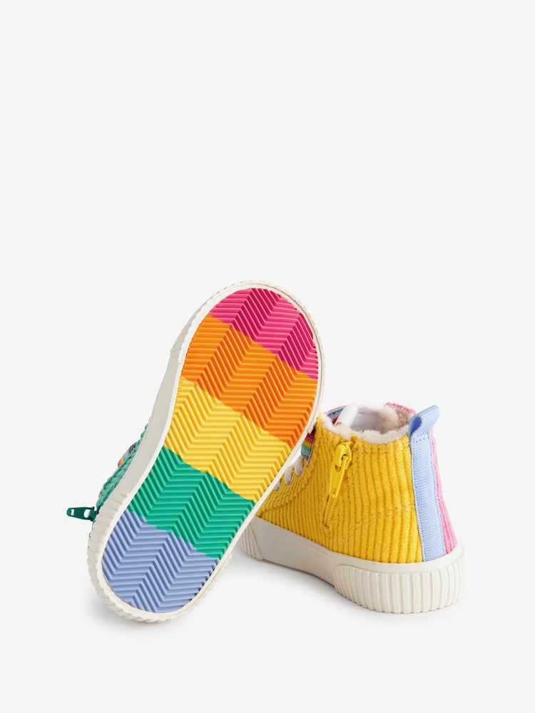 Little Bird by Jools Oliver Multi Pastel Corduroy Hi-Top Trainers - Image 6 of 6