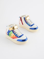 Little Bird by Jools Oliver Multi Metallic Rainbow Hi-Top Trainers - Image 2 of 5