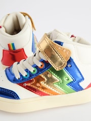 Little Bird by Jools Oliver Multi Metallic Rainbow Hi-Top Trainers - Image 3 of 5
