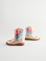 Little Bird by Jools Oliver Gold Rainbow Striped Metallic Western Boots - Image 2 of 5