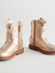 Little Bird by Jools Oliver Gold Rainbow Striped Metallic Western Boots - Image 3 of 5
