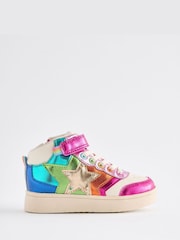 Little Bird by Jools Oliver Multi Metallic Rainbow Hi-Top Trainers - Image 1 of 7