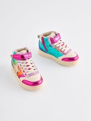 Little Bird by Jools Oliver Multi Metallic Rainbow Hi-Top Trainers - Image 2 of 7