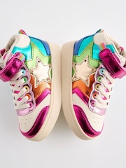 Little Bird by Jools Oliver Multi Metallic Rainbow Hi-Top Trainers - Image 3 of 7