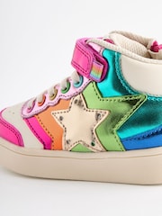 Little Bird by Jools Oliver Multi Metallic Rainbow Hi-Top Trainers - Image 4 of 7