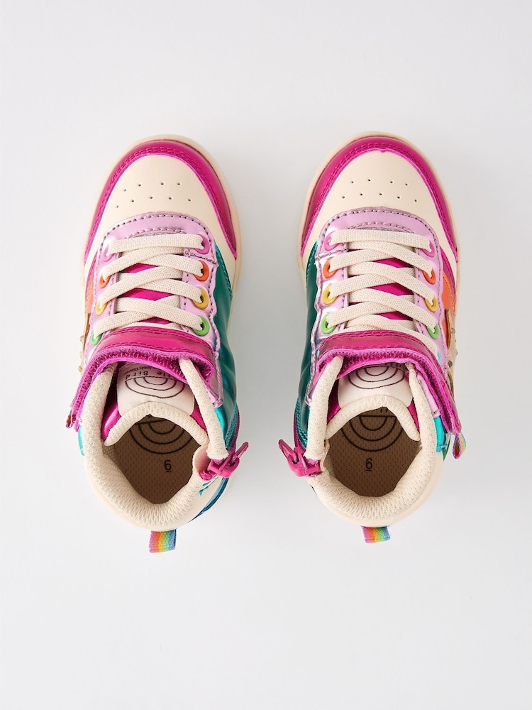 Little Bird by Jools Oliver Multi Metallic Rainbow Hi-Top Trainers - Image 5 of 7