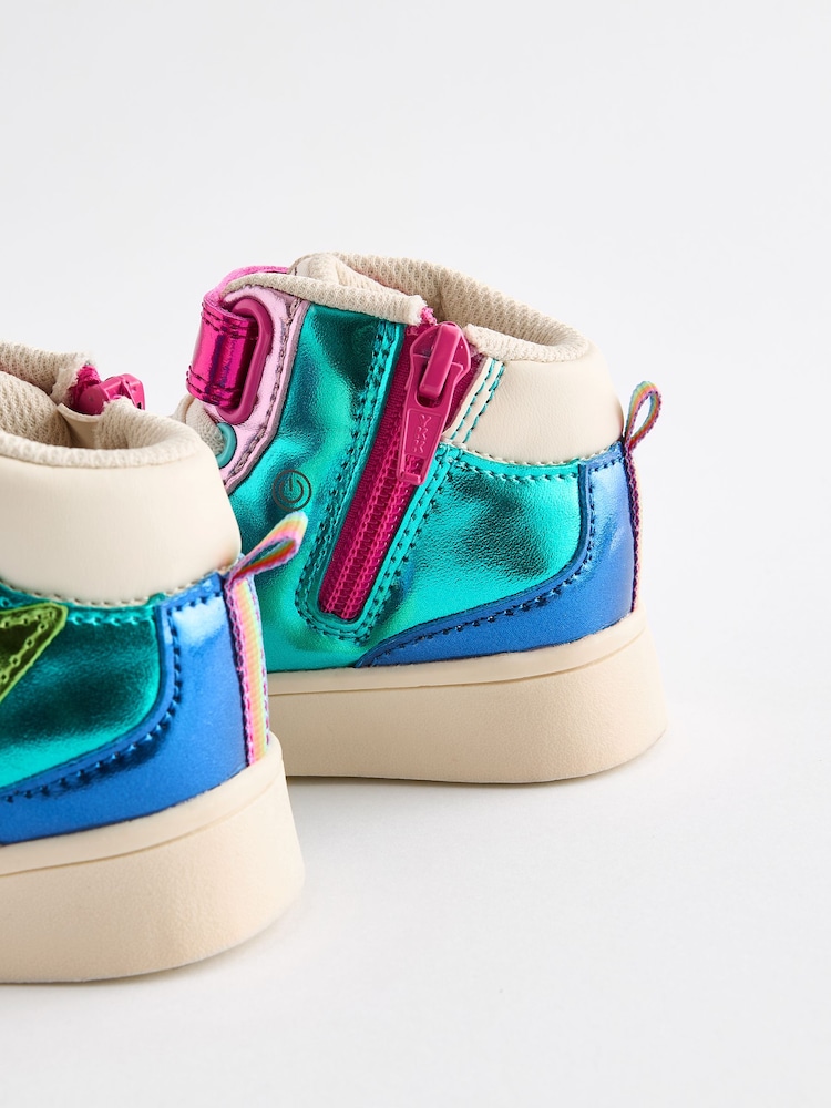 Little Bird by Jools Oliver Multi Metallic Rainbow Hi-Top Trainers - Image 6 of 7