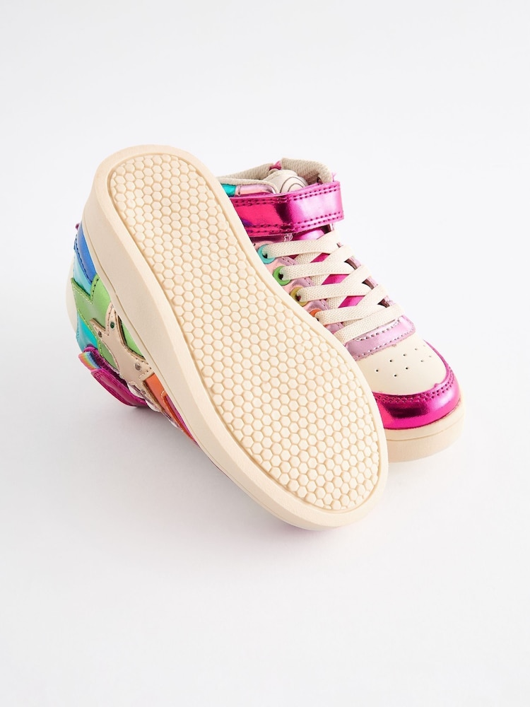 Little Bird by Jools Oliver Multi Metallic Rainbow Hi-Top Trainers - Image 7 of 7