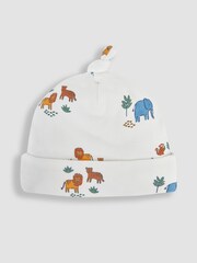 JoJo Maman Bébé Cream Animal Print Cotton Baby Hat - Image 1 of 3