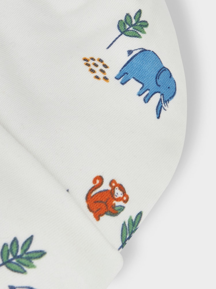 JoJo Maman Bébé Cream Animal Print Cotton Baby Hat - Image 3 of 3