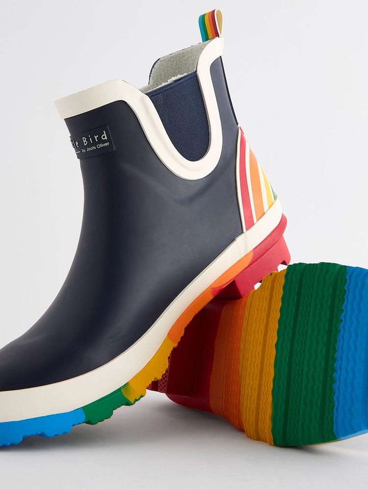 Little Bird by Jools Oliver Navy Adults Rainbow Welly Boots - Image 4 of 5