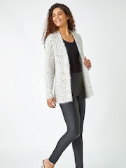 Roman Natural Fluffy Sparkle Stretch Cardigan - Image 3 of 5