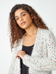 Roman Natural Fluffy Sparkle Stretch Cardigan - Image 4 of 5