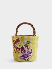 River Island Brown Del Maar Stripe Embroidered Bucket Bag - Image 3 of 6