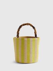 River Island Brown Del Maar Stripe Embroidered Bucket Bag - Image 4 of 6