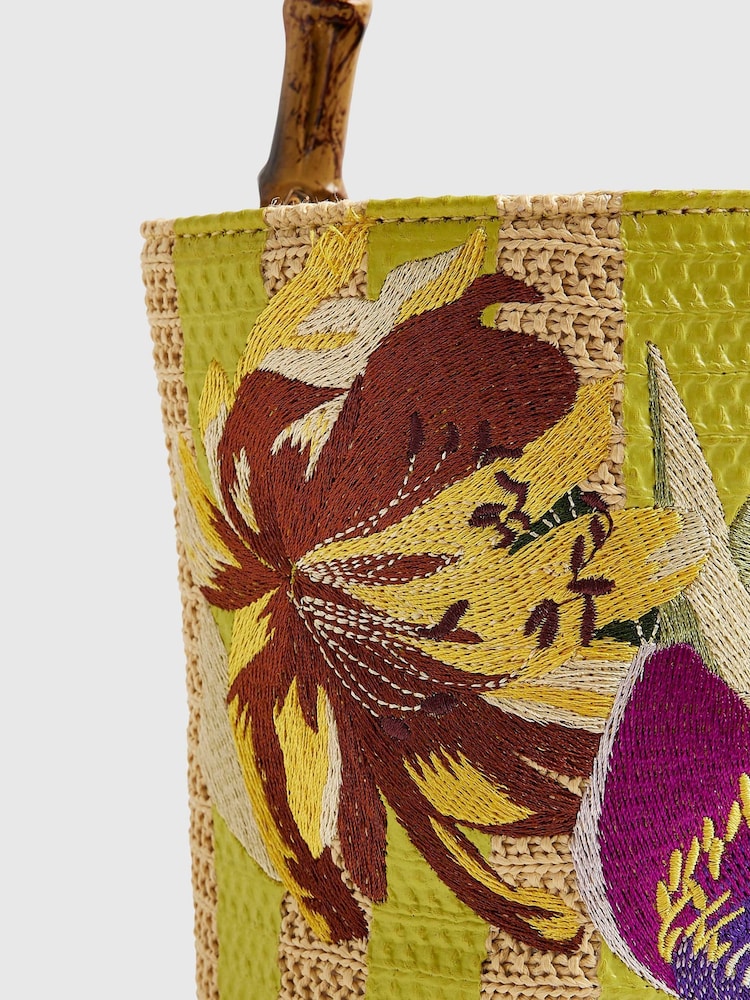 River Island Brown Del Maar Stripe Embroidered Bucket Bag - Image 6 of 6