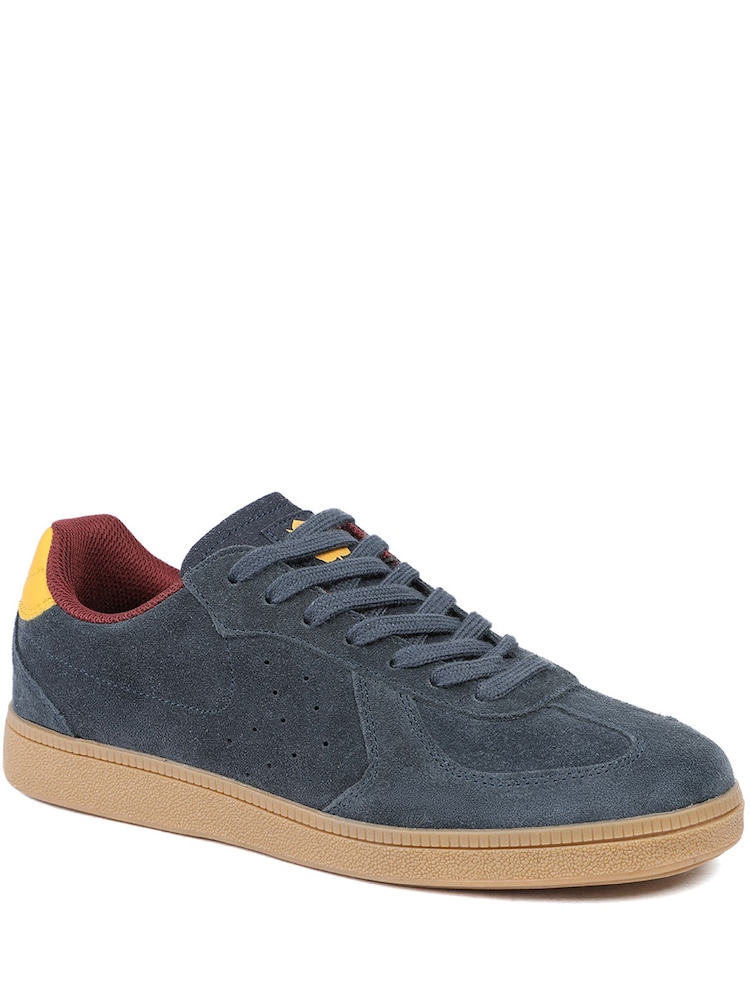 Pavers Blue Leather Suede Lace Up Trainers - Image 1 of 5 Pavers Blue Leather Suede Lace Up Trainers - Image 1 of 5