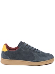 Pavers Blue Leather Suede Lace Up Trainers - Image 2 of 5