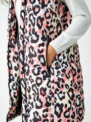 Roman Pink Animal Print Longline Hooded Gilet - Image 5 of 5