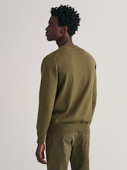 GANT Green Classic 100% Cotton Crew Neck Jumper - Image 2 of 5