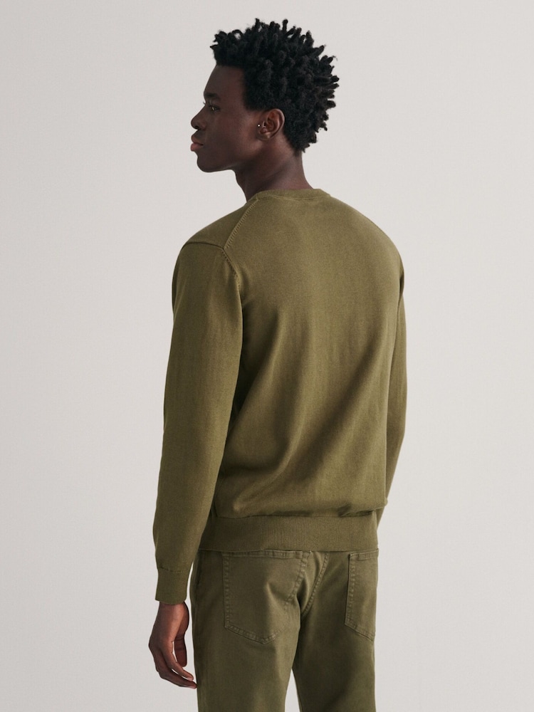 GANT Green Classic 100% Cotton Crew Neck Jumper - Image 2 of 5