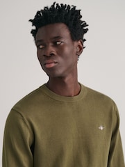 GANT Green Classic 100% Cotton Crew Neck Jumper - Image 4 of 5