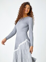 Roman Grey Ribbed Stretch Knit Dress - Image 1 of 6