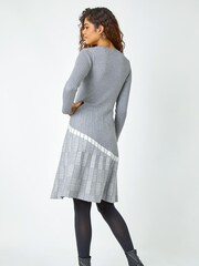 Roman Grey Ribbed Stretch Knit Dress - Image 3 of 6