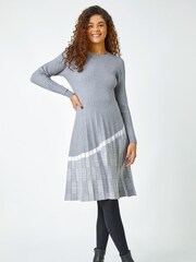 Roman Grey Ribbed Stretch Knit Dress - Image 4 of 6