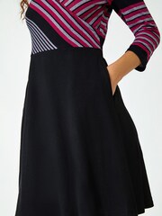 Roman Red Stripe Stretch Knit Wrap Dress - Image 5 of 5