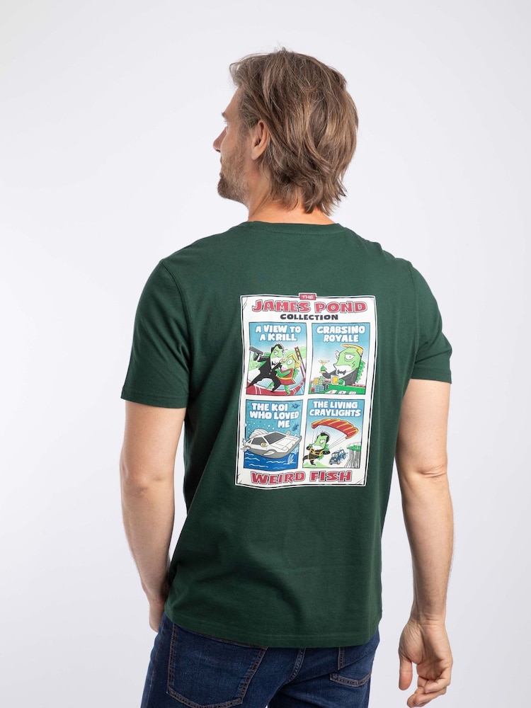 Weird Fish Green James Pond Back Print Artist T-Shirt - Image 1 of 6 Weird Fish Green James Pond Back Print Artist T-Shirt - Image 1 of 6