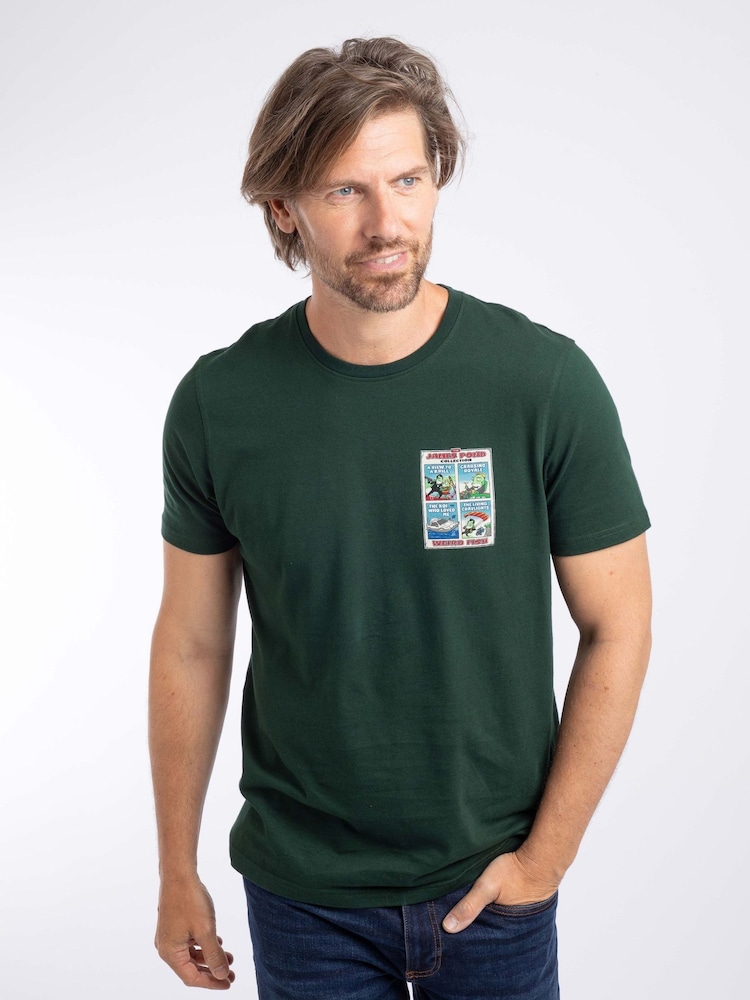 Weird Fish Green James Pond Back Print Artist T-Shirt - Image 2 of 6 Weird Fish Green James Pond Back Print Artist T-Shirt - Image 2 of 6