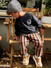 Black/Brown 100% Cotton Sweatshirt And Stripe Joggers Set (3mths-7yrs) - Image 1 of 7