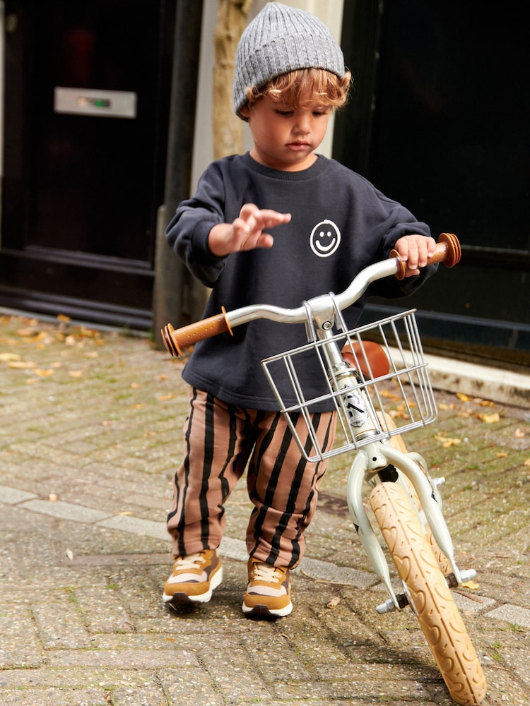 Black/Brown 100% Cotton Sweatshirt And Stripe Joggers Set (3mths-7yrs) - Image 2 of 7