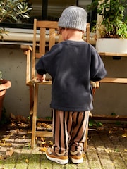 Black/Brown 100% Cotton Sweatshirt And Stripe Joggers Set (3mths-7yrs) - Image 3 of 7