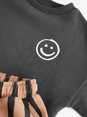 Black/Brown 100% Cotton Sweatshirt And Stripe Joggers Set (3mths-7yrs) - Image 7 of 7